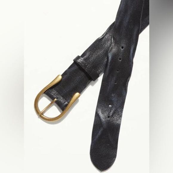 Free People WTF Roseberry Belt – Black Buff Distressed Leather NEW NWT Size M/L main image 5